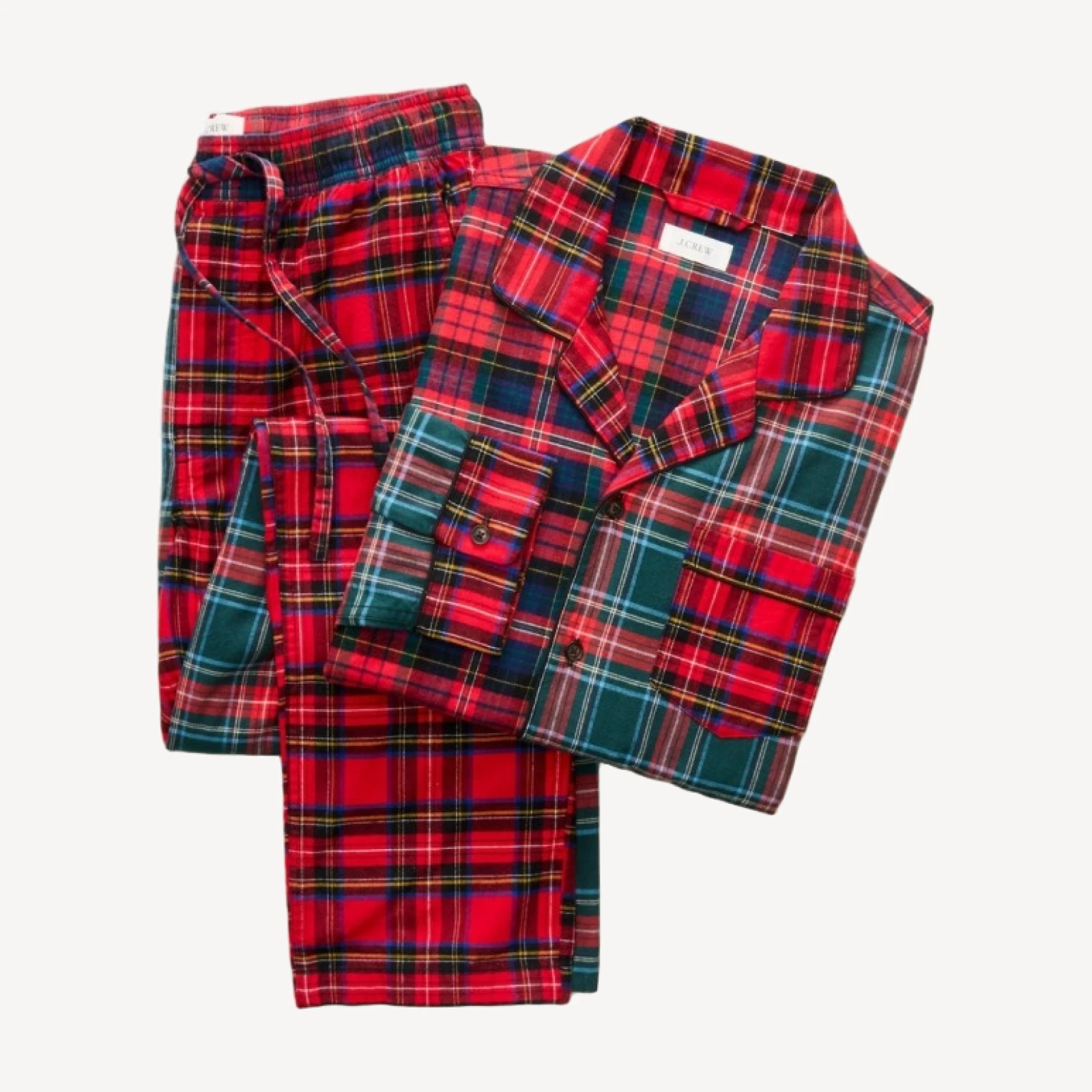 Flannel pajama set in mixed tartan