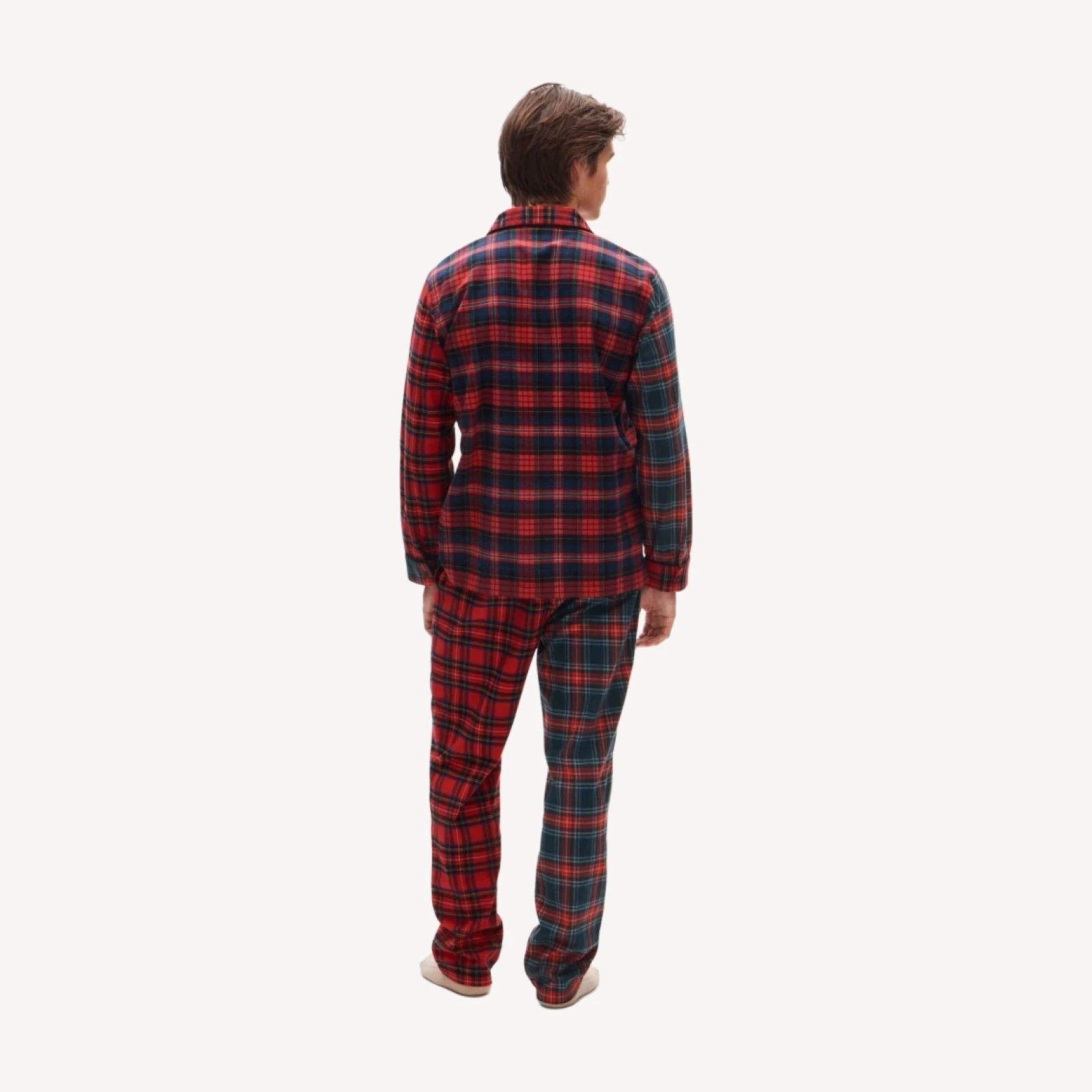 Flannel pajama set in mixed tartan