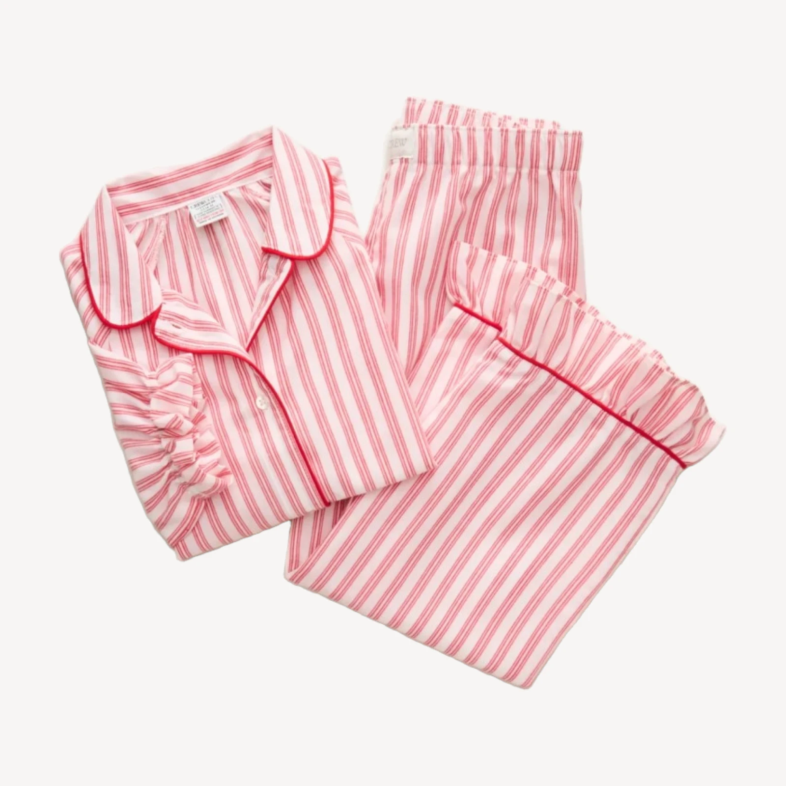 Girls' ruffle long-sleeve pajama set in stripe