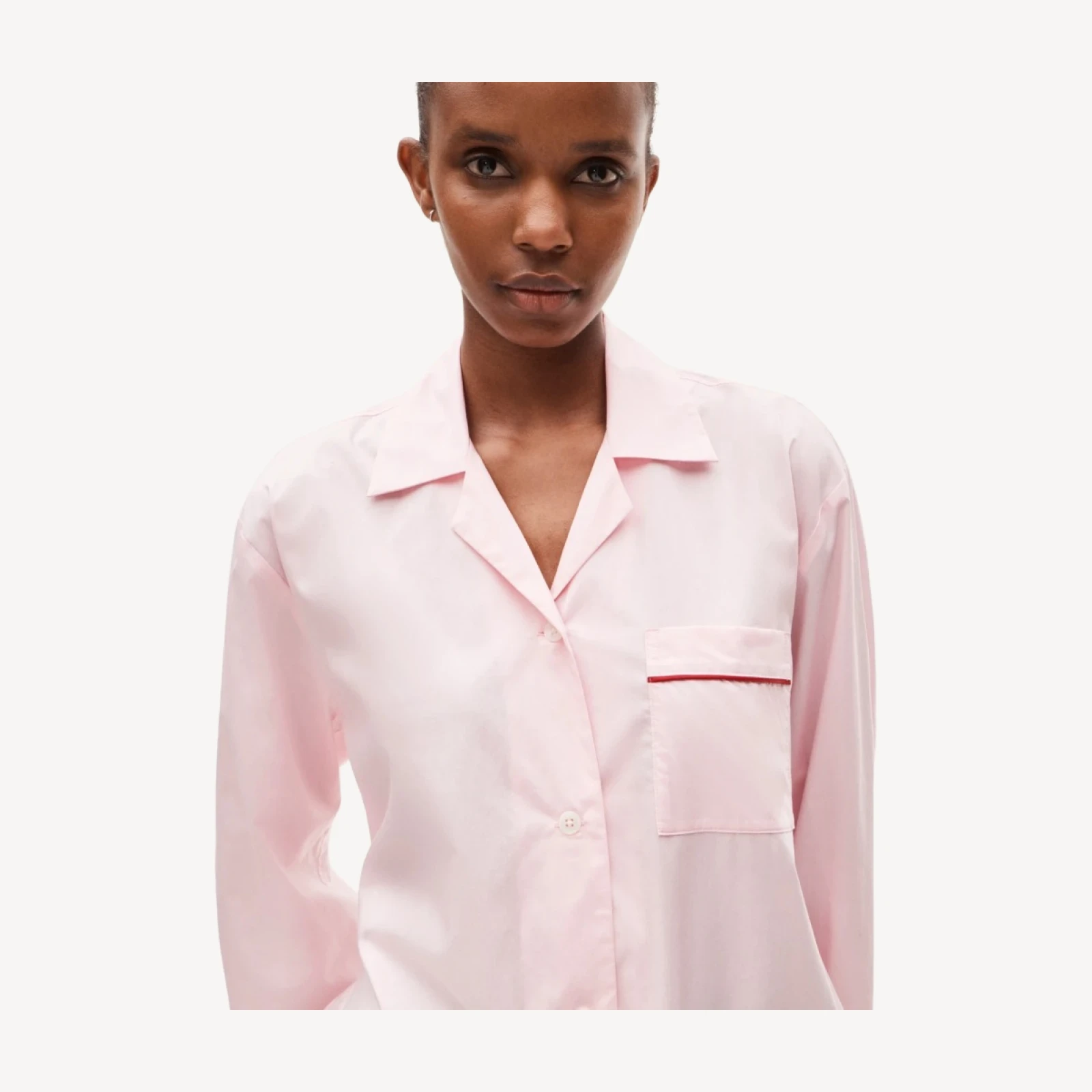 Button-up sleep shirt in cotton poplin