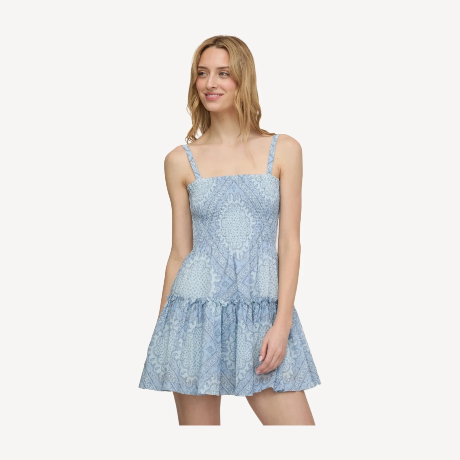 The Seraphina Mini Nap Dress - Dusty Blue Paisley Scarf