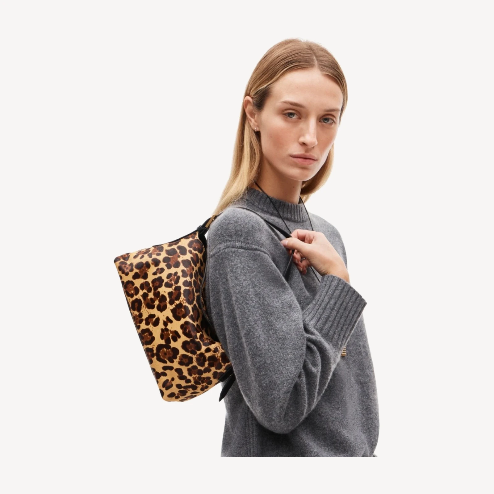 Berkeley small shoulder bag in leopard-print calf hair
