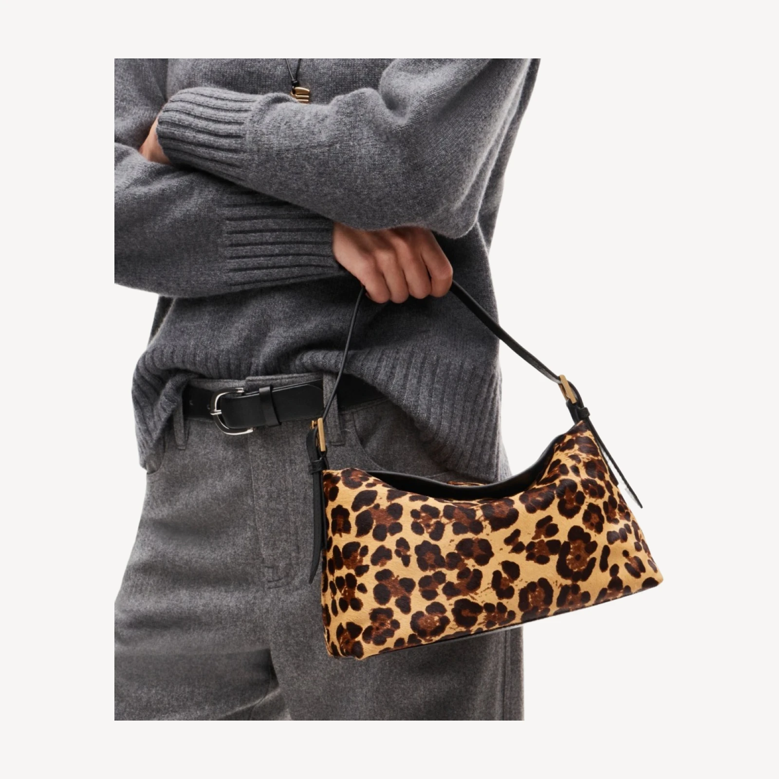 Berkeley small shoulder bag in leopard-print calf hair