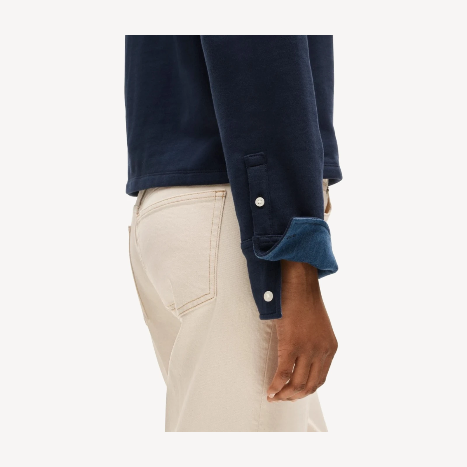 Vintage fleece crewneck sweatshirt with denim cuffs