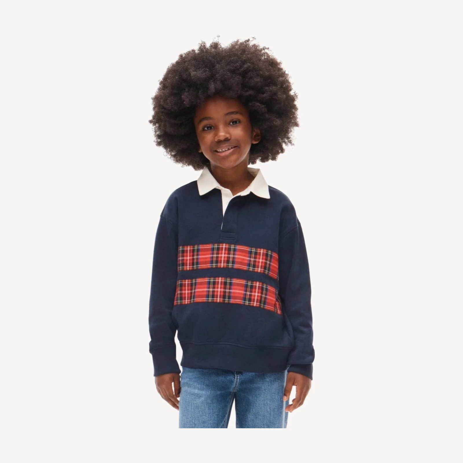 Kids' rugby sweatshirt in tartan stripe