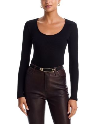 L'Agence Elara Long Sleeve Scoop Neck Bodysuit