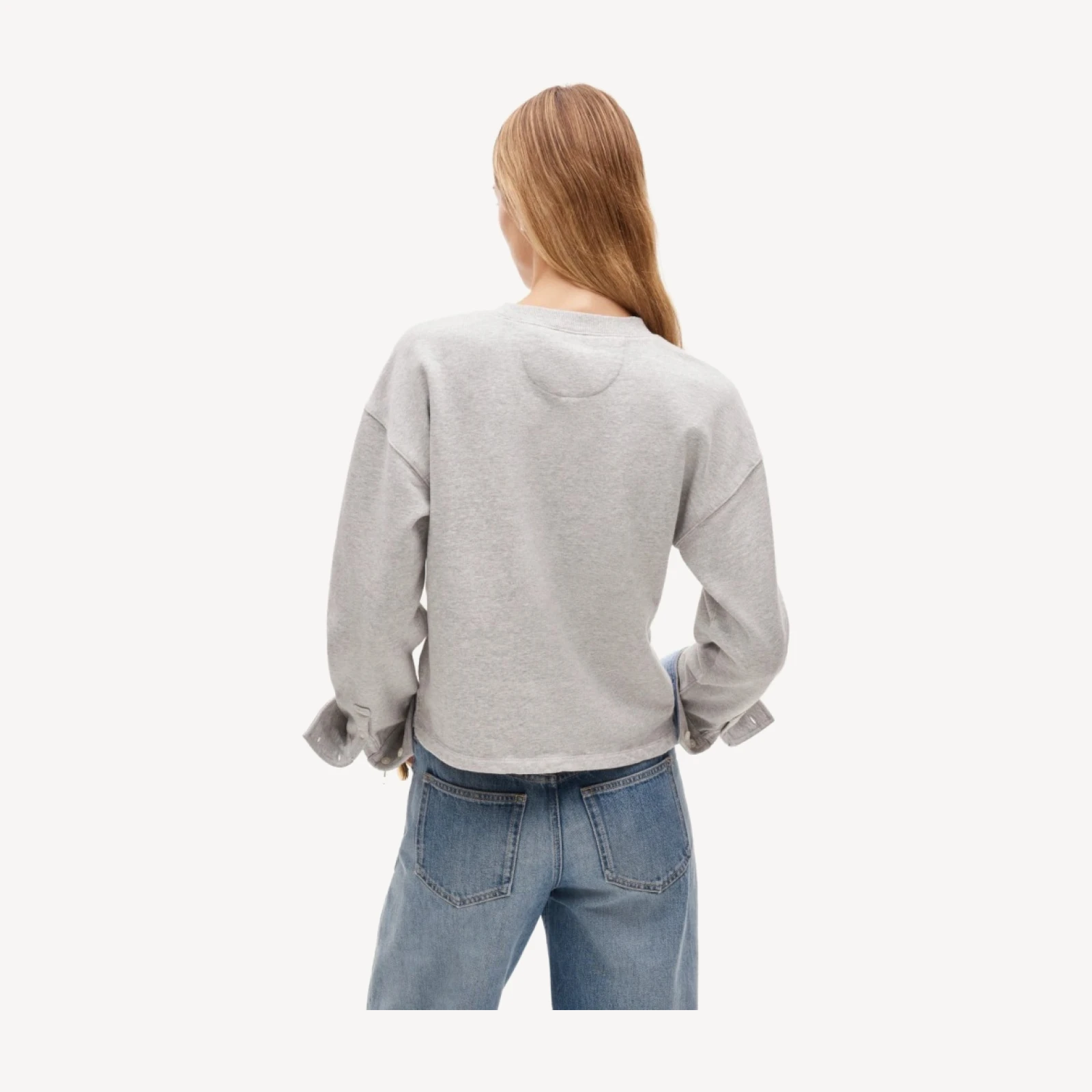 Vintage fleece crewneck sweatshirt with contrast cuffs
