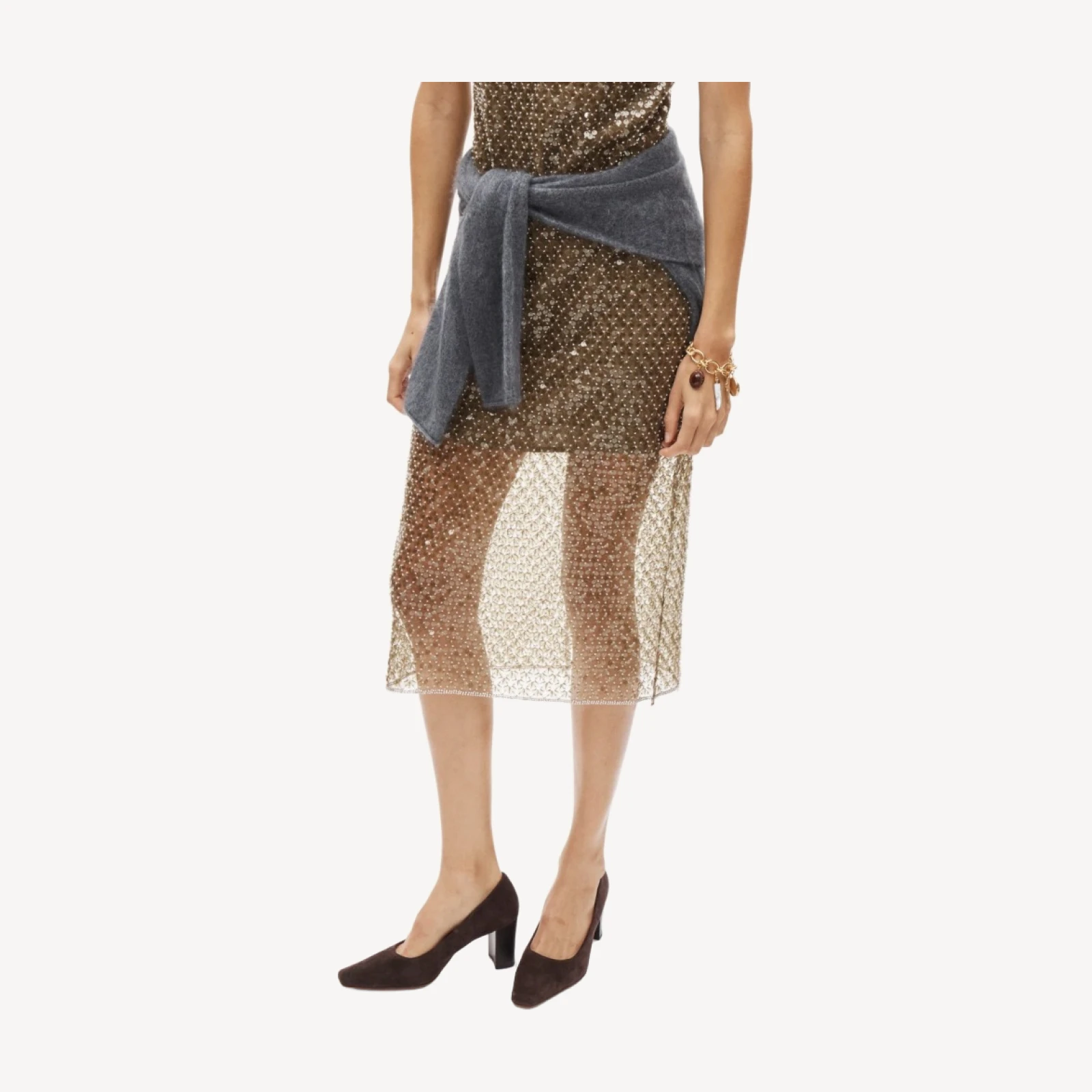 Block heel pumps in suede