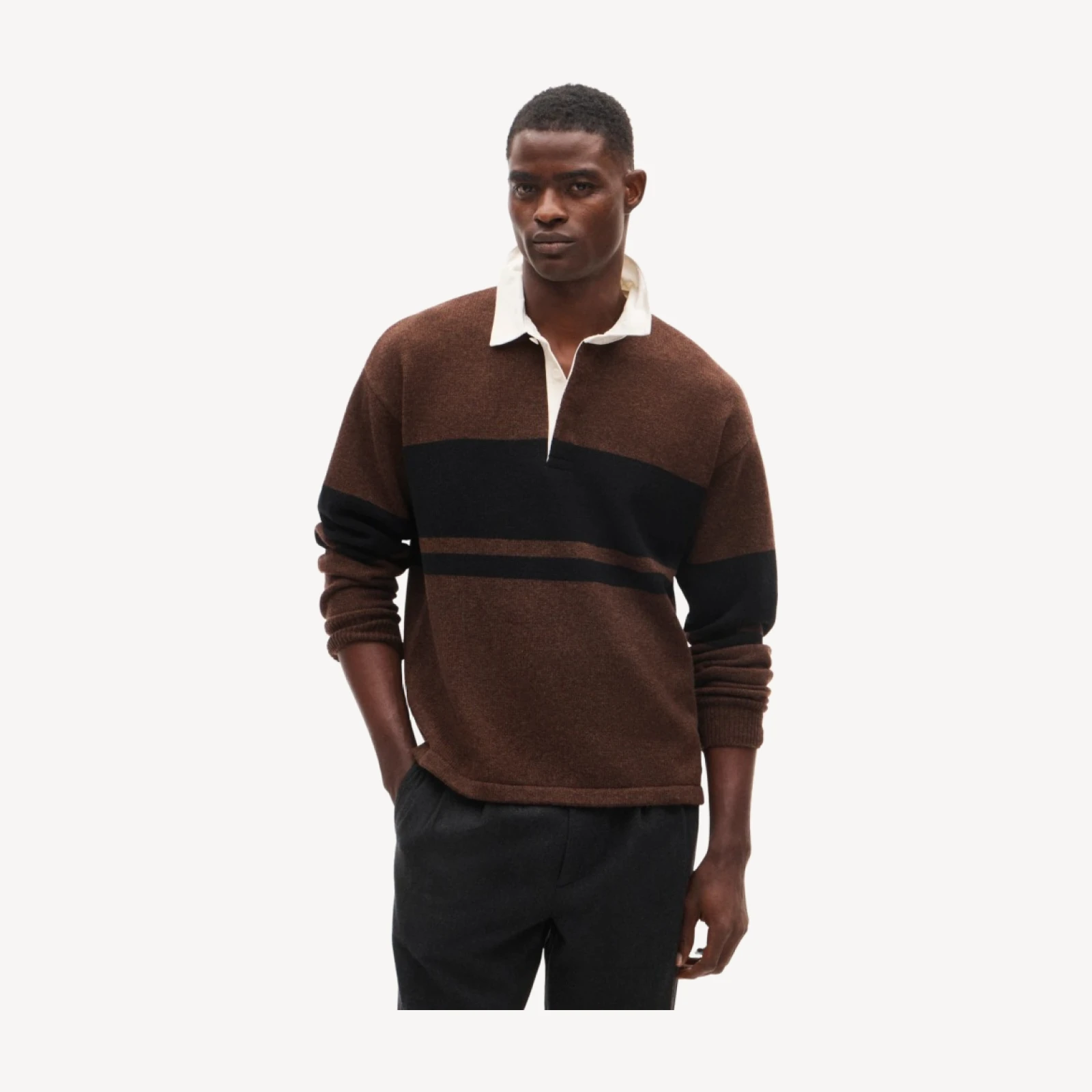 Wool rugby sweater in stripe