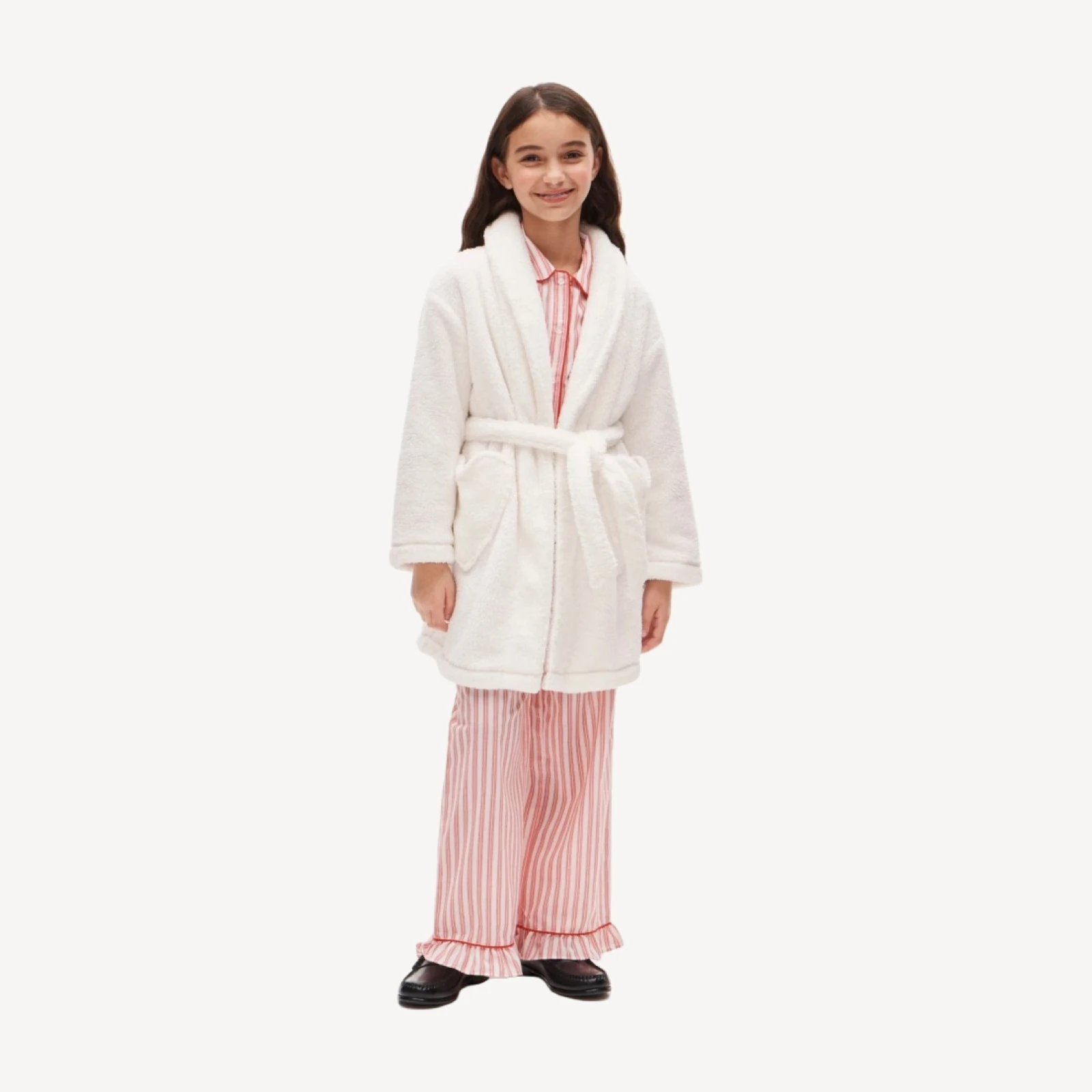 Girls' fleece heart-pocket robe