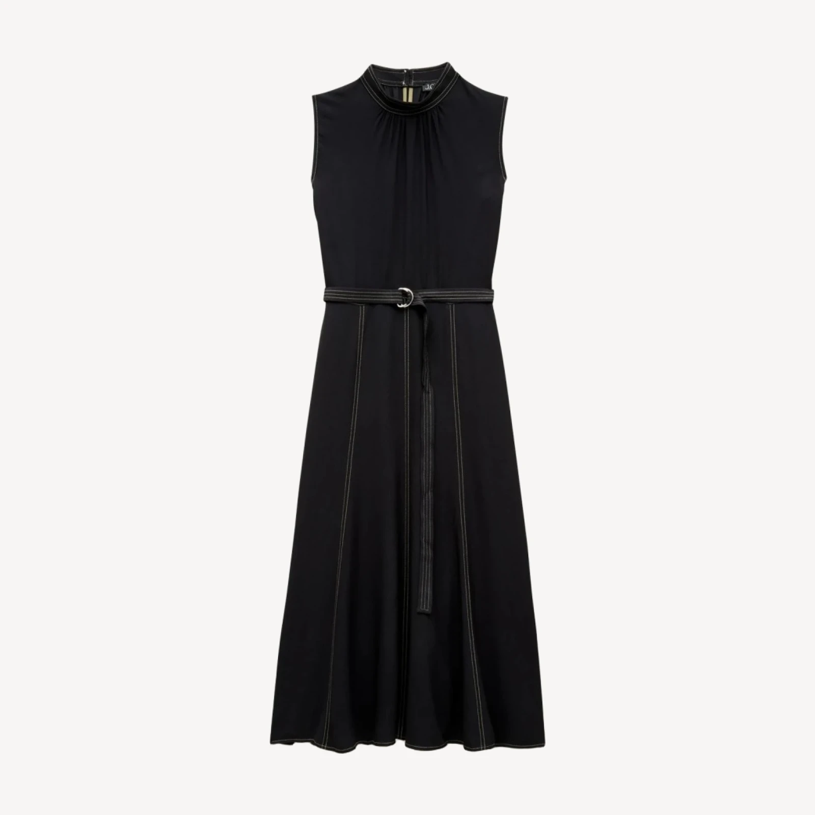 Mockneck midi dress in viscose crepe
