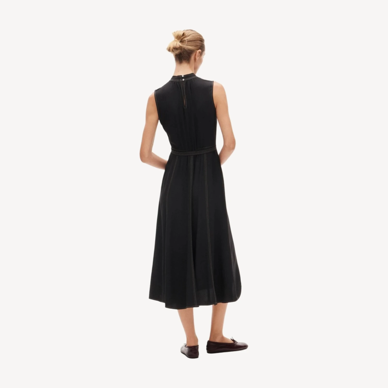 Mockneck midi dress in viscose crepe