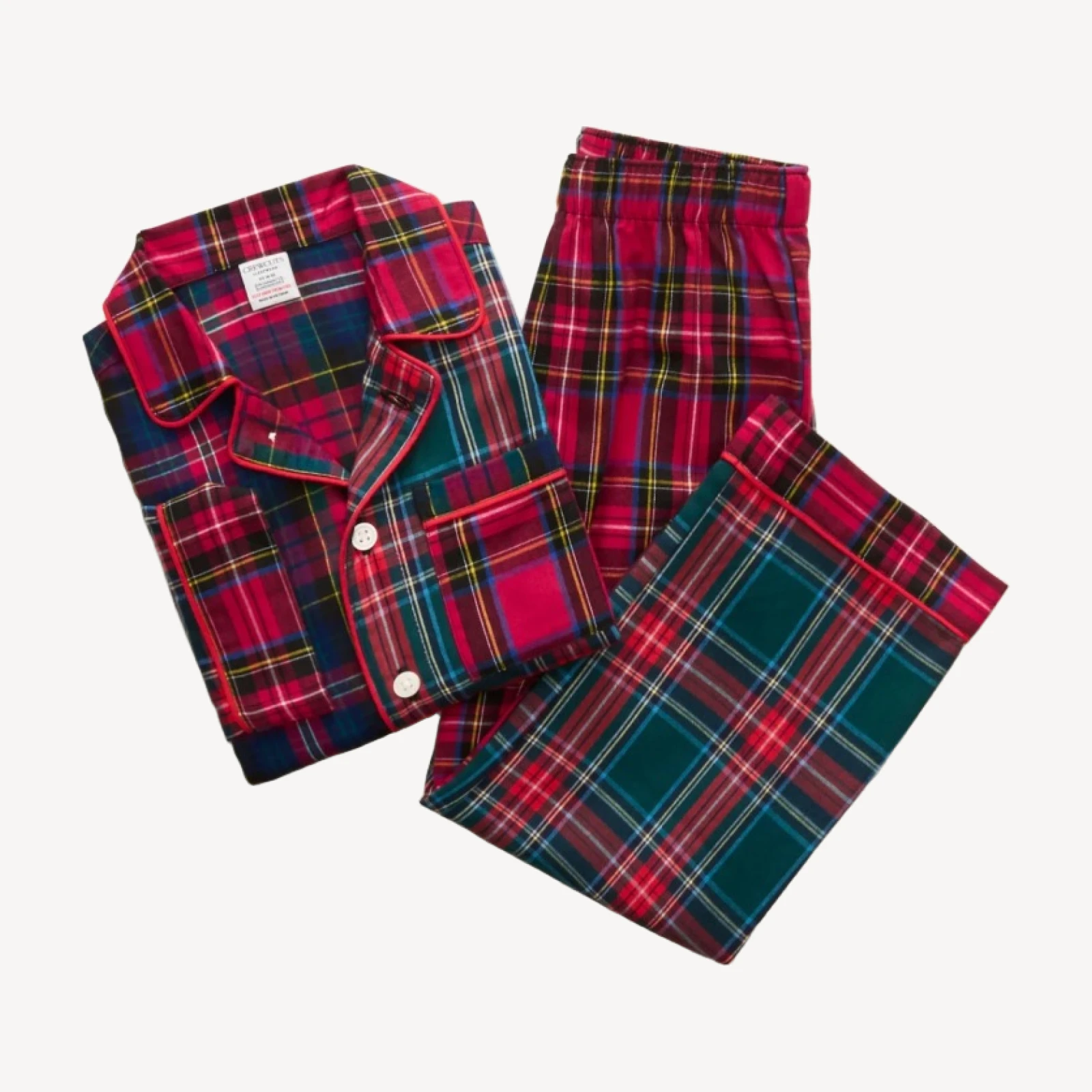 Kids' flannel pajama set in mixed tartan