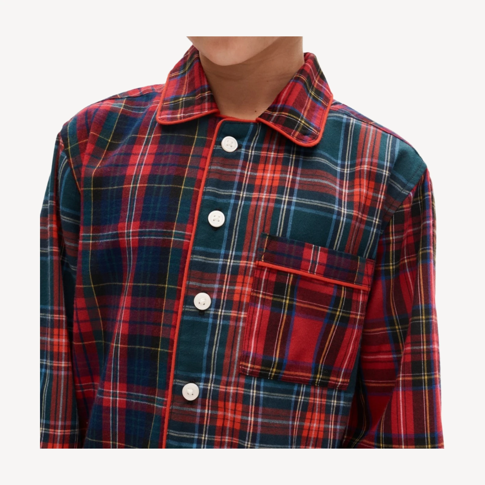 Kids' flannel pajama set in mixed tartan