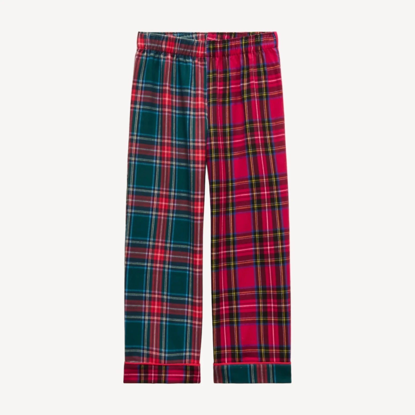Kids' flannel pajama set in mixed tartan