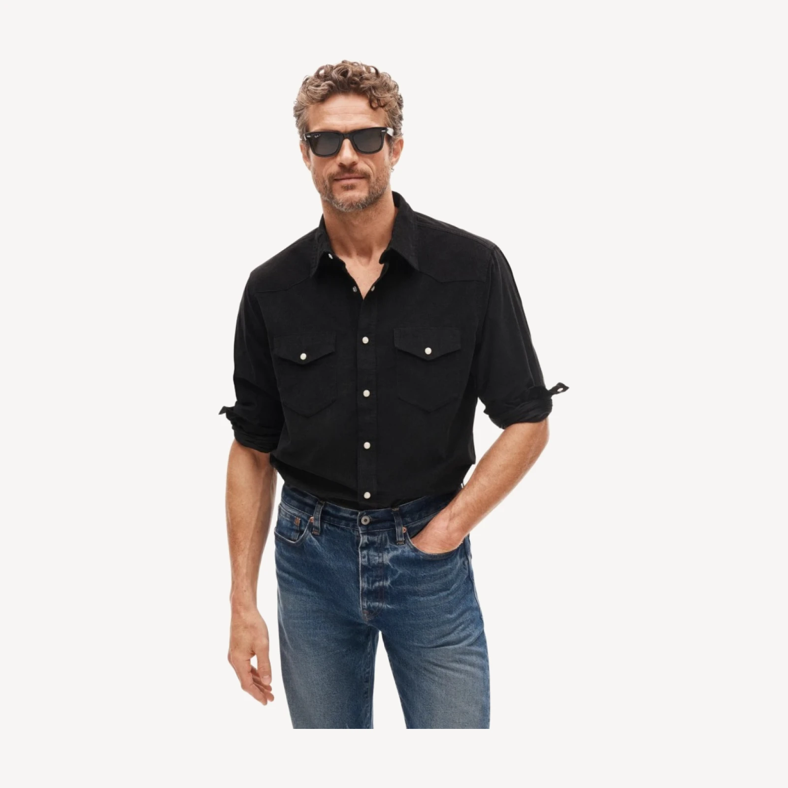 Fine-wale corduroy western shirt