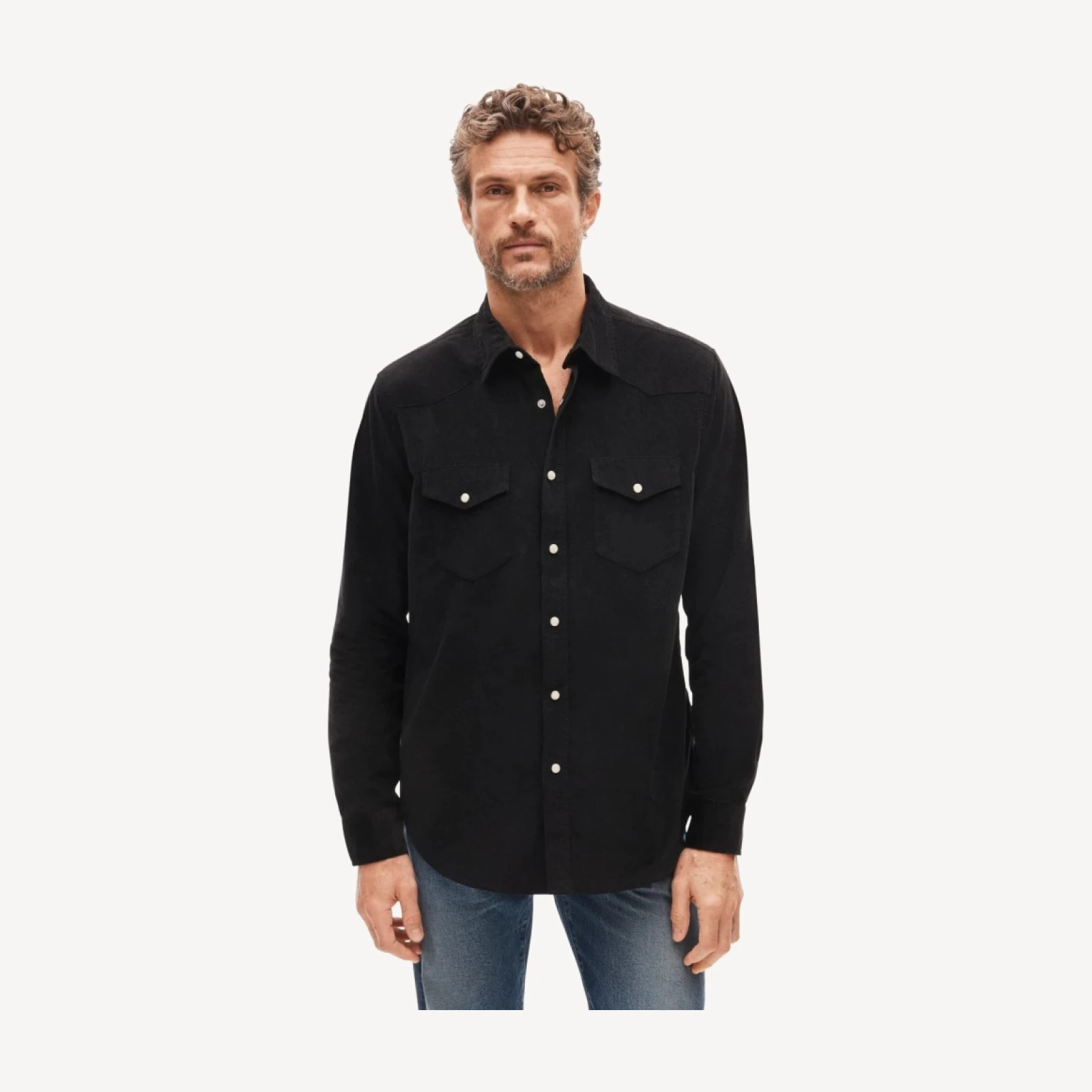 Fine-wale corduroy western shirt
