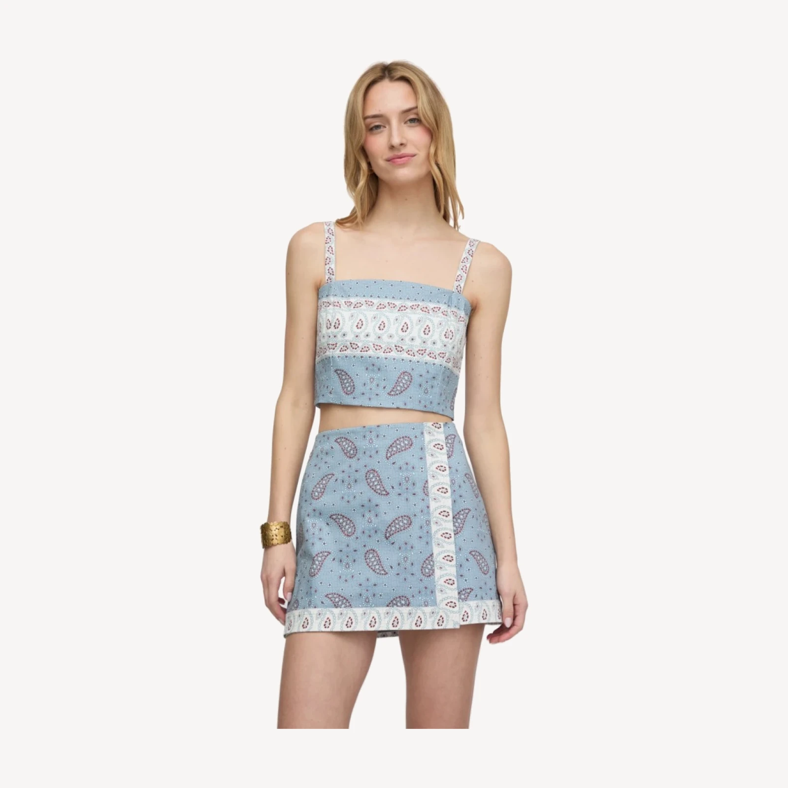 The Anya Top - Dusty Blue Gemstone Mosaic Scarf