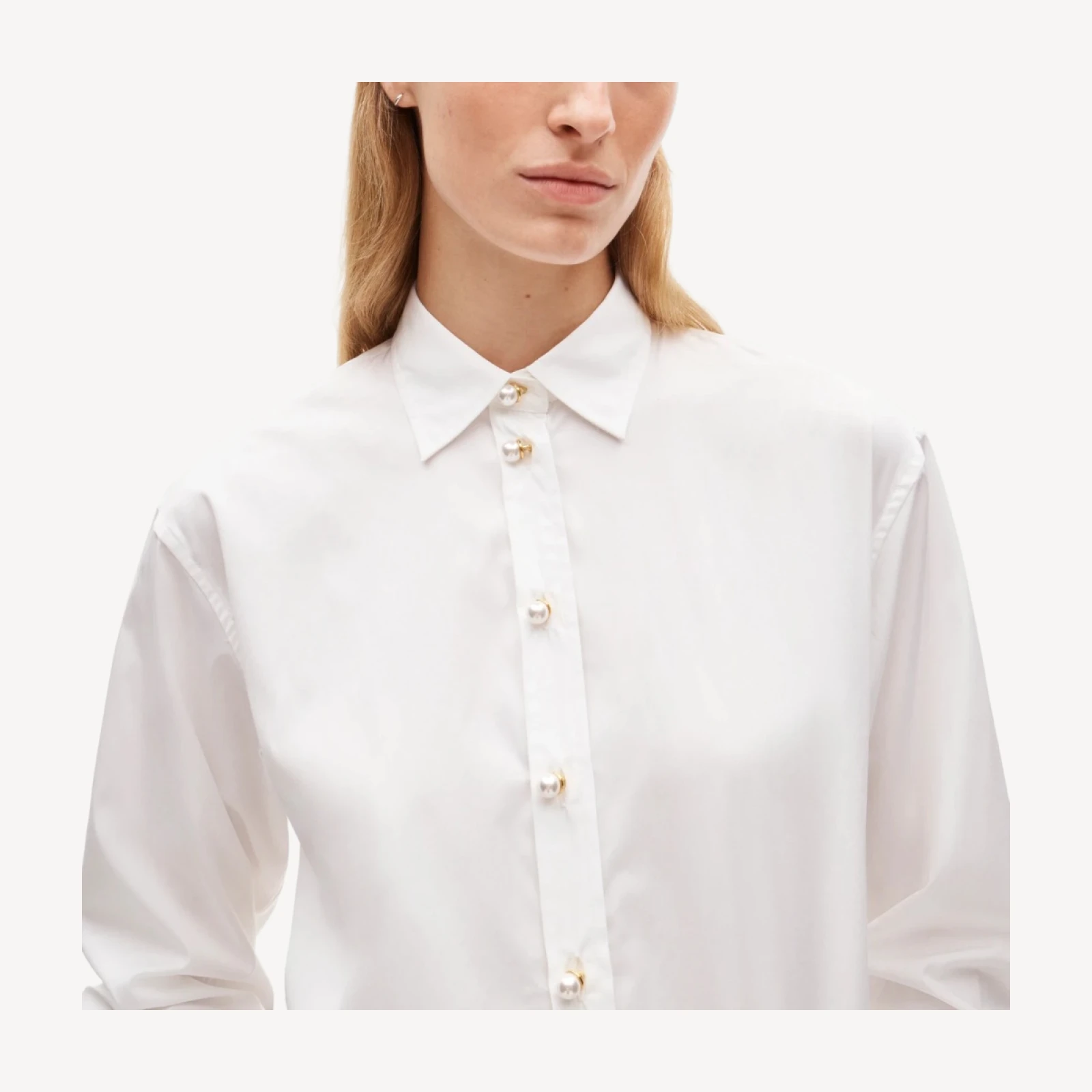 Esme button-up shirt with pearl buttons in Greenwich poplin