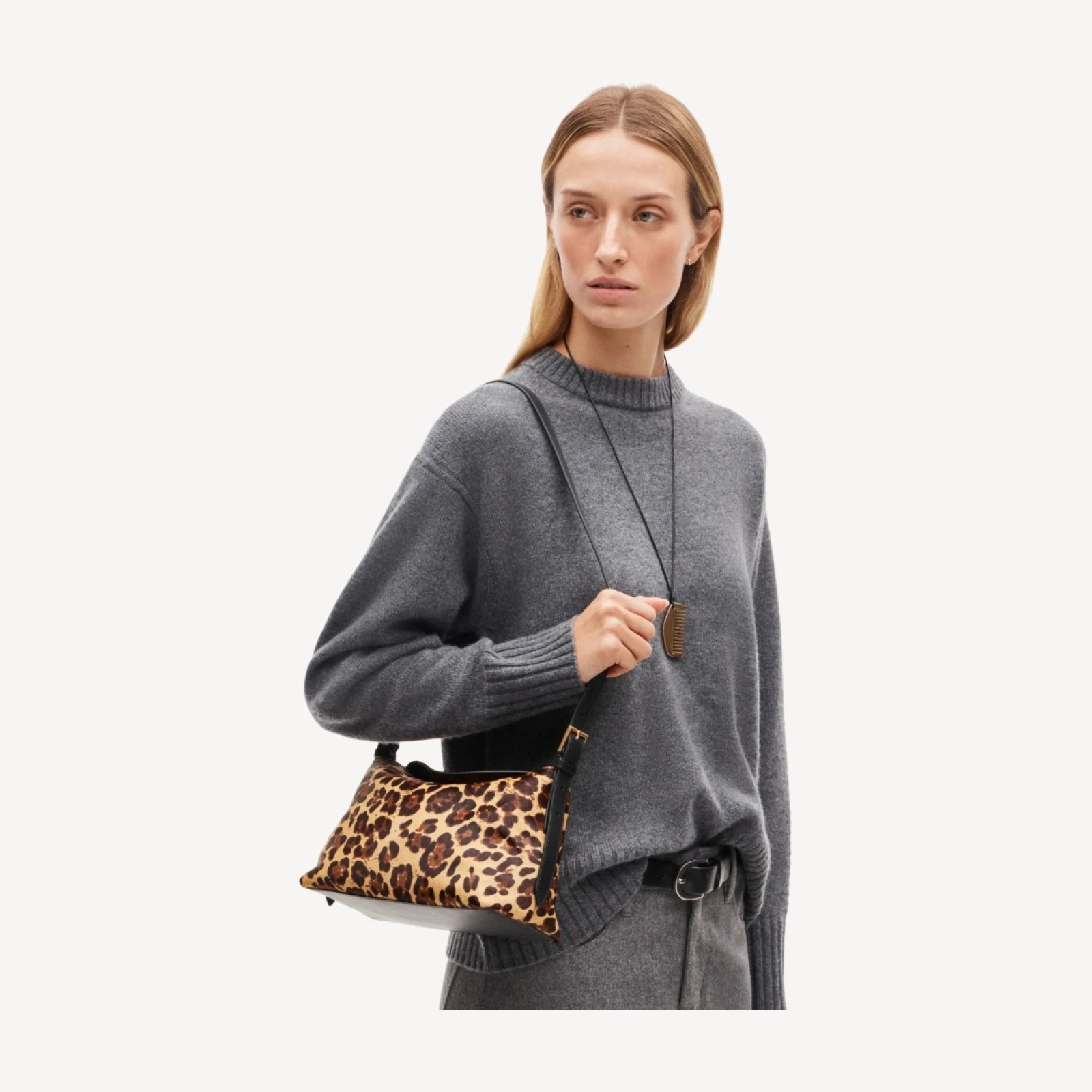 Berkeley small shoulder bag in leopard-print calf hair