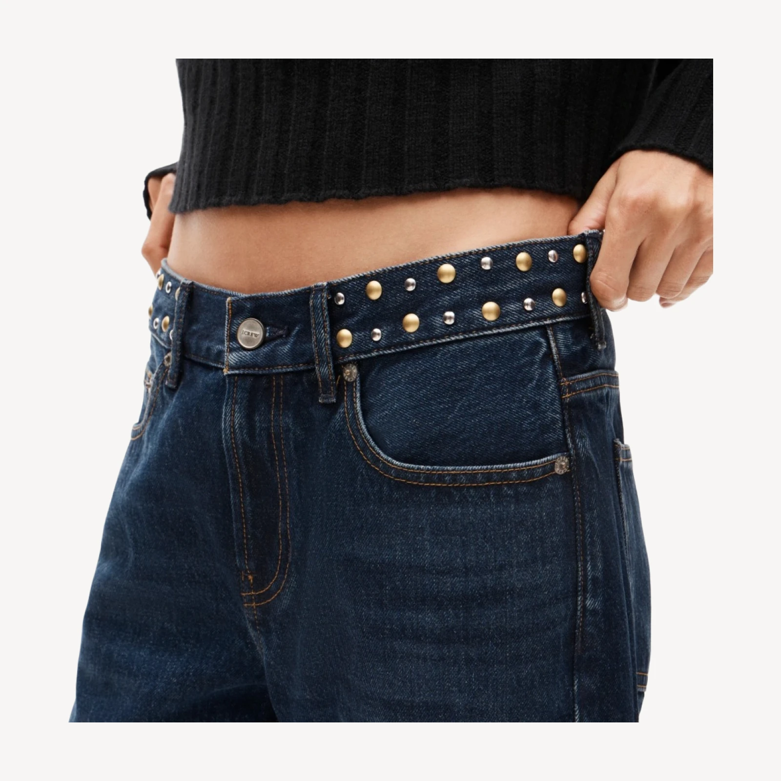 Embellished lowrider jean