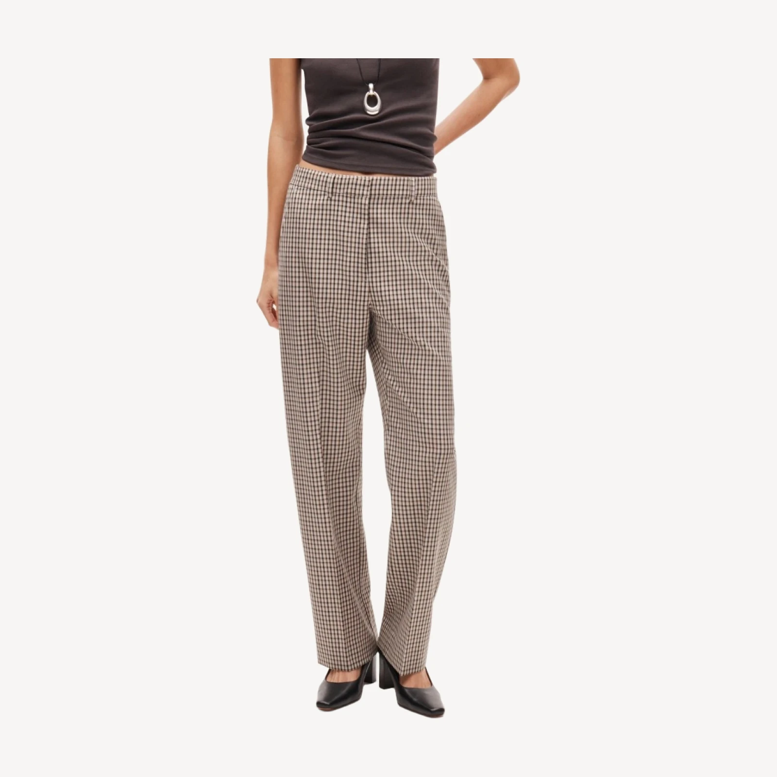 Barrel trouser pant in plaid sturdy wool blend