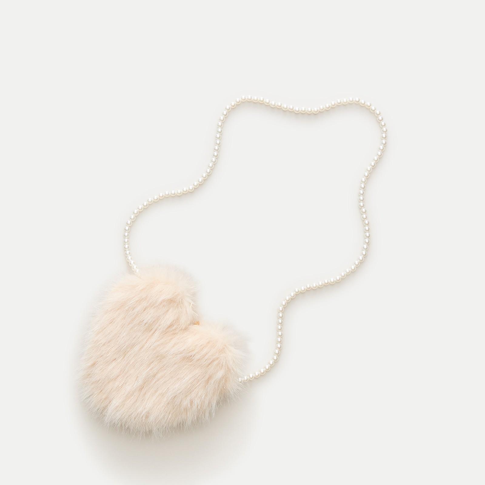 Girls' faux-fur heart purse with Lurex® metallic threads