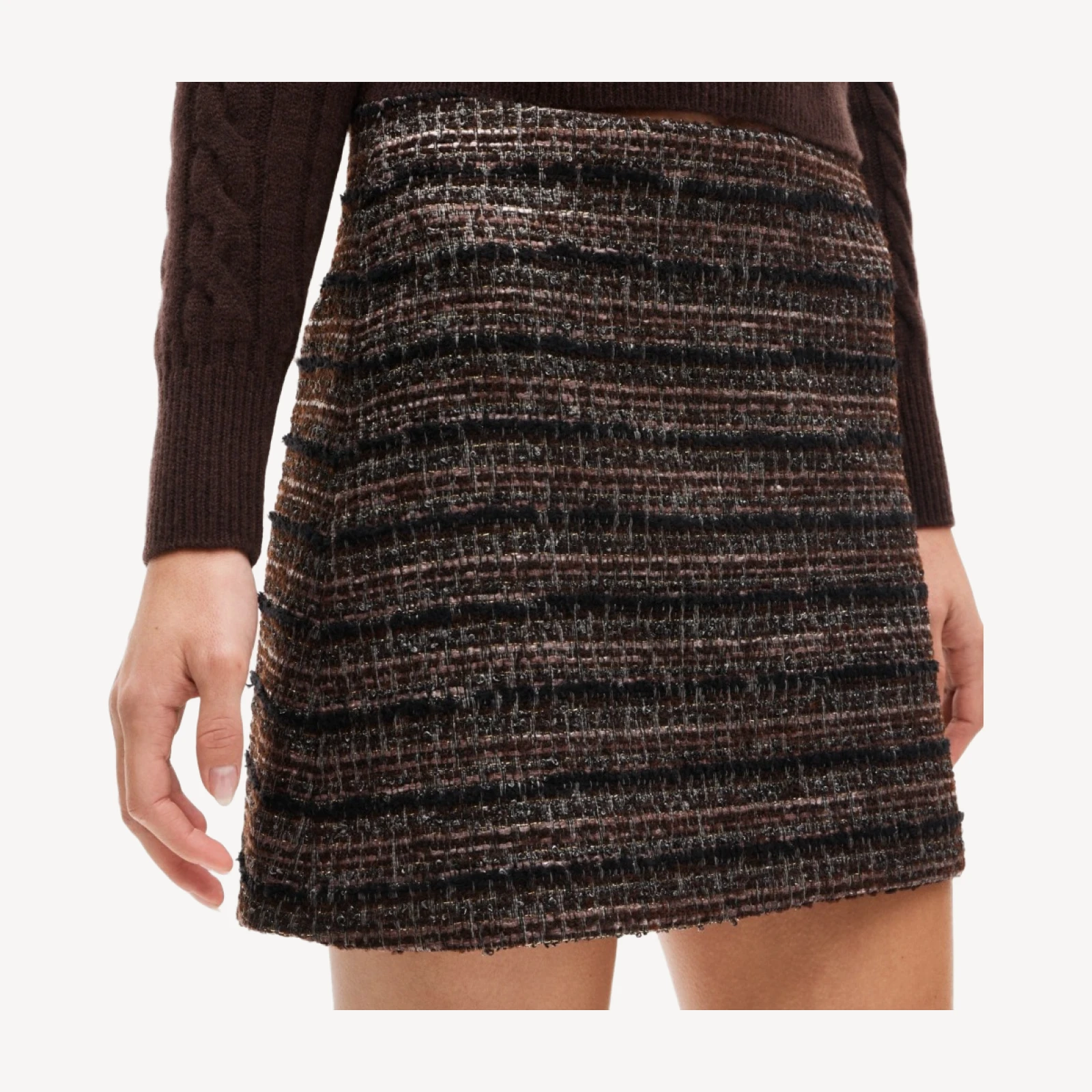 Fairfax mini skirt in striped metallic tweed