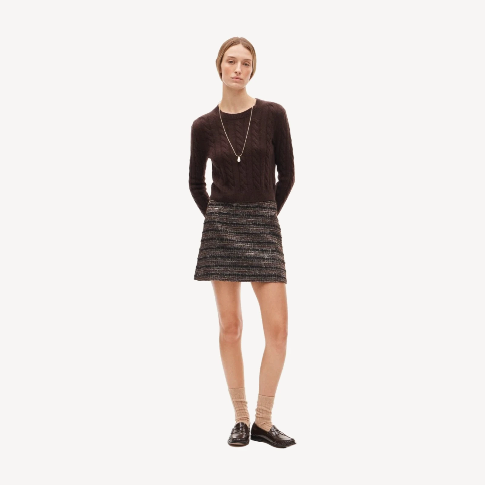 Fairfax mini skirt in striped metallic tweed