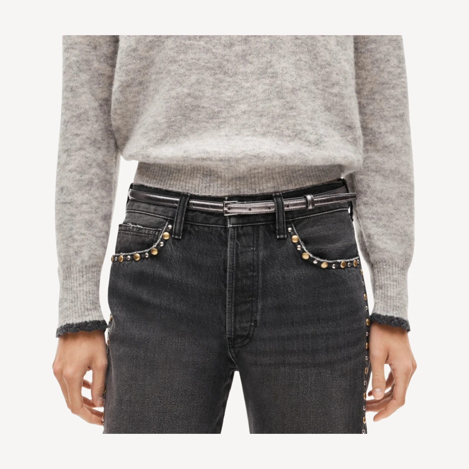 Berkeley skinny belt in metallic Italian leather