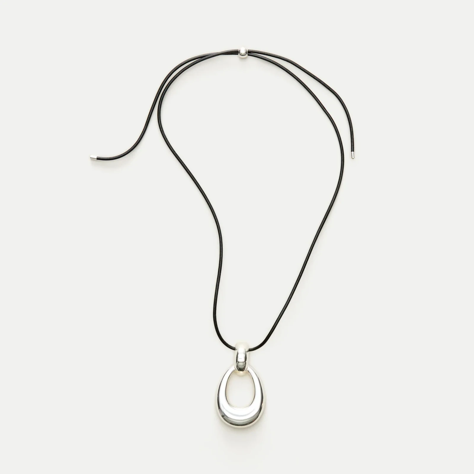 Sculpted teardrop necklace with leather cord
