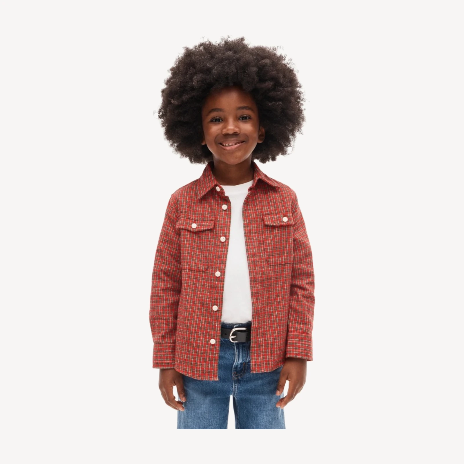 Kids' flannel button-up shirt in plaid