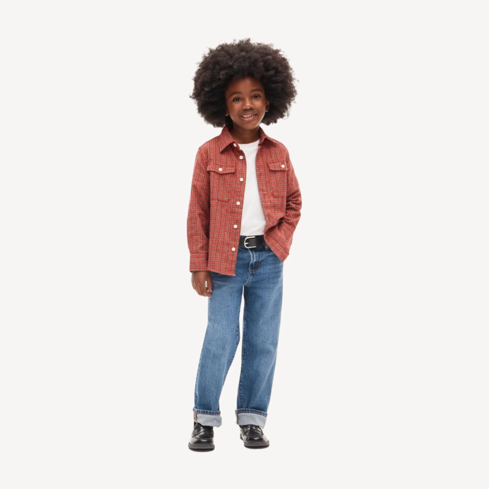 Kids' flannel button-up shirt in plaid