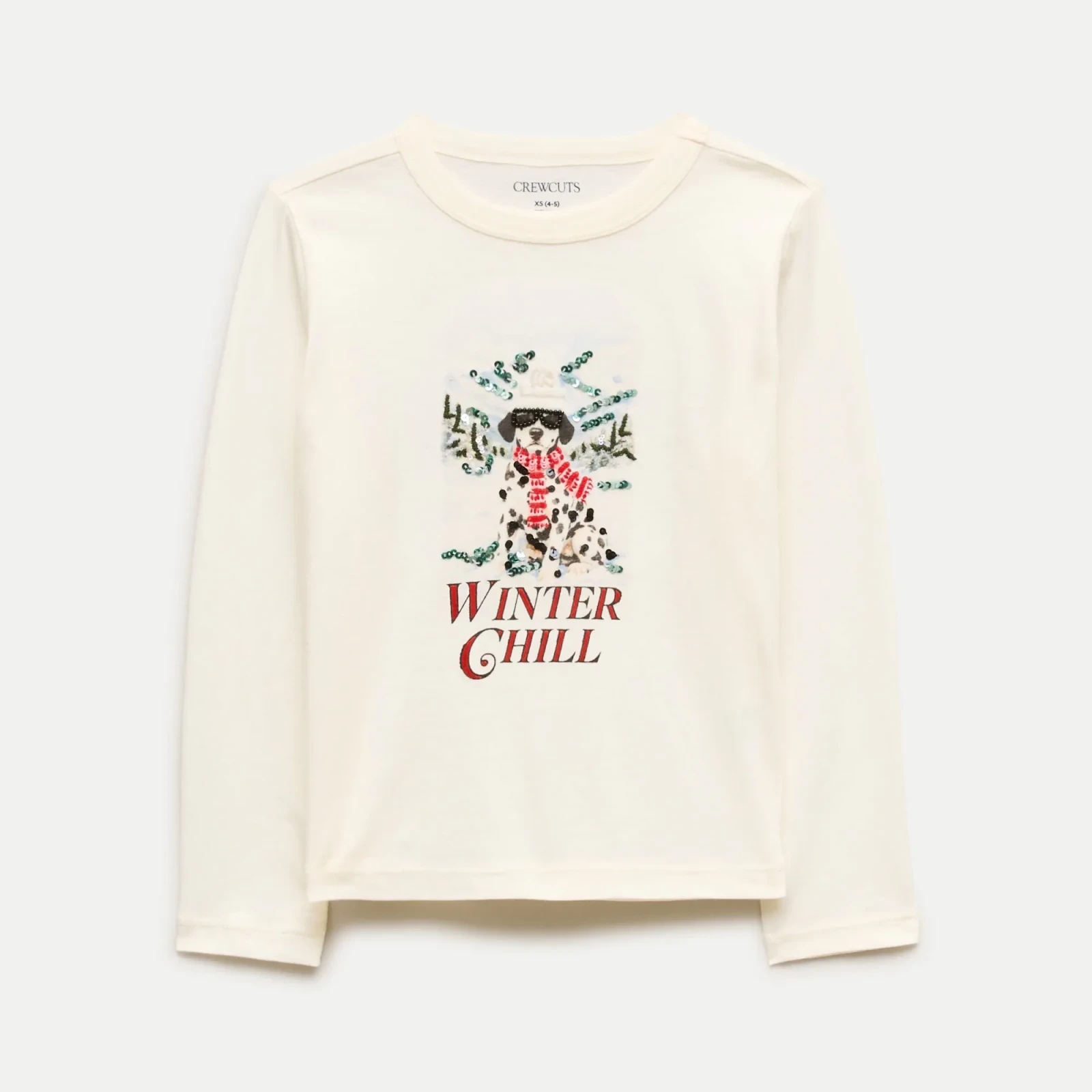 Girls' long-sleeve "Winter chill" embellished graphic T-shirt