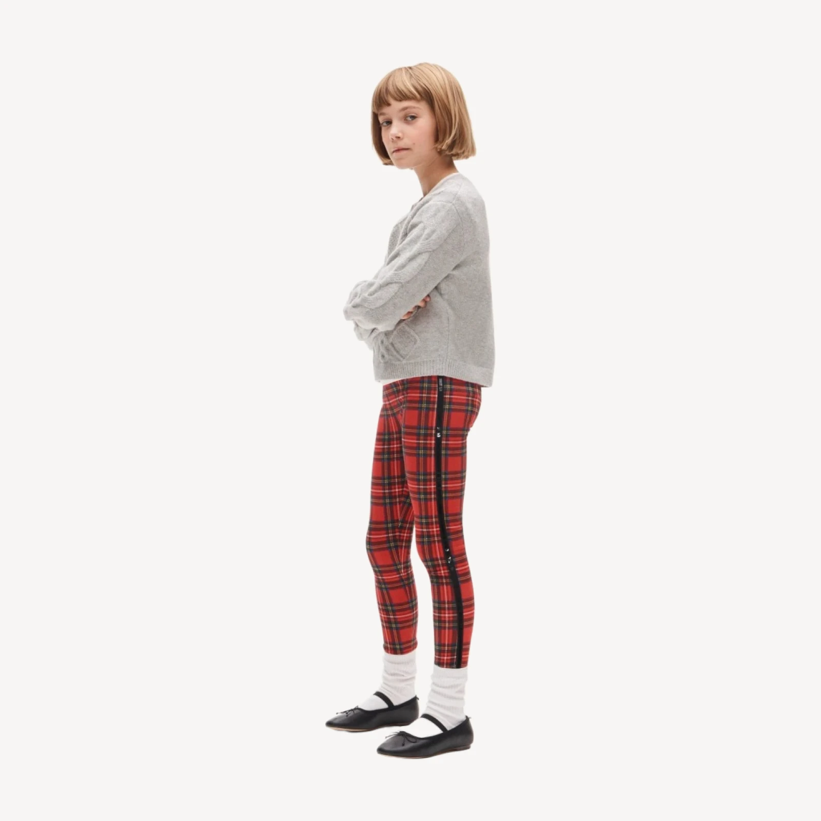 Girls' Everyday leggings with sequin tuxedo stripe