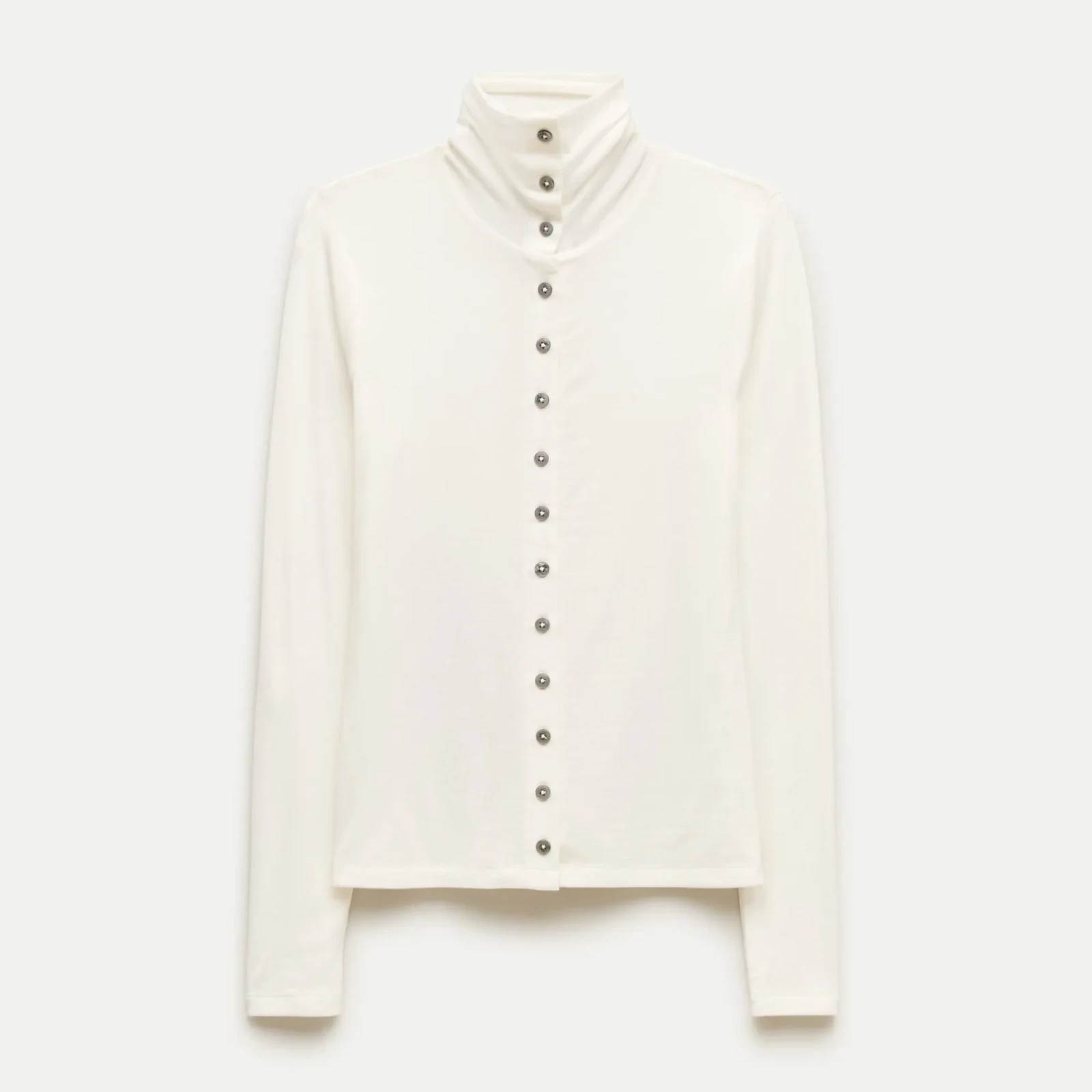 Mockneck cardigan shirt in stretch TENCEL™ lyocell blend