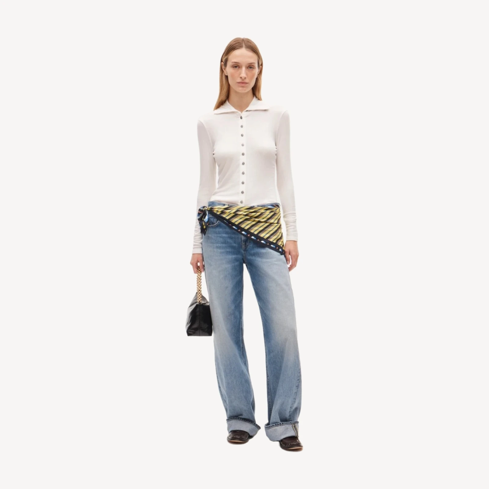 Mockneck cardigan shirt in stretch TENCEL™ lyocell blend