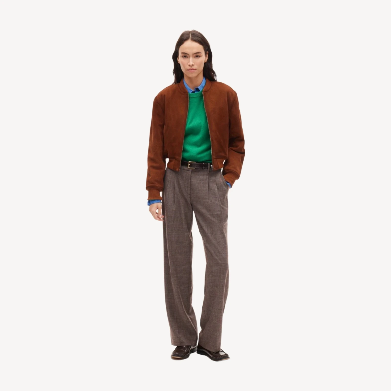 Essential trouser in plaid wool-blend flannel