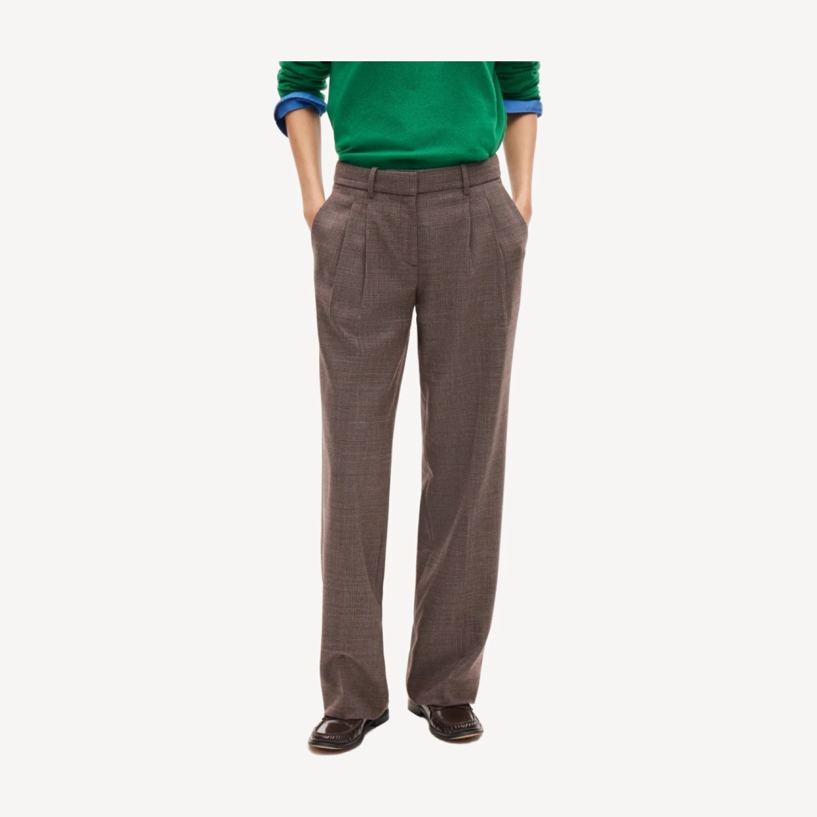 Essential trouser in plaid wool-blend flannel