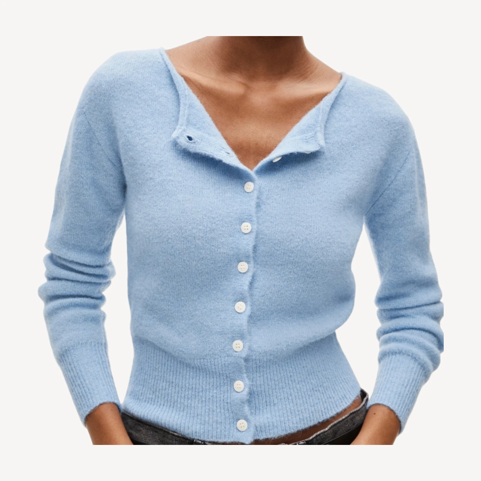 Boatneck cardigan in alpaca blend