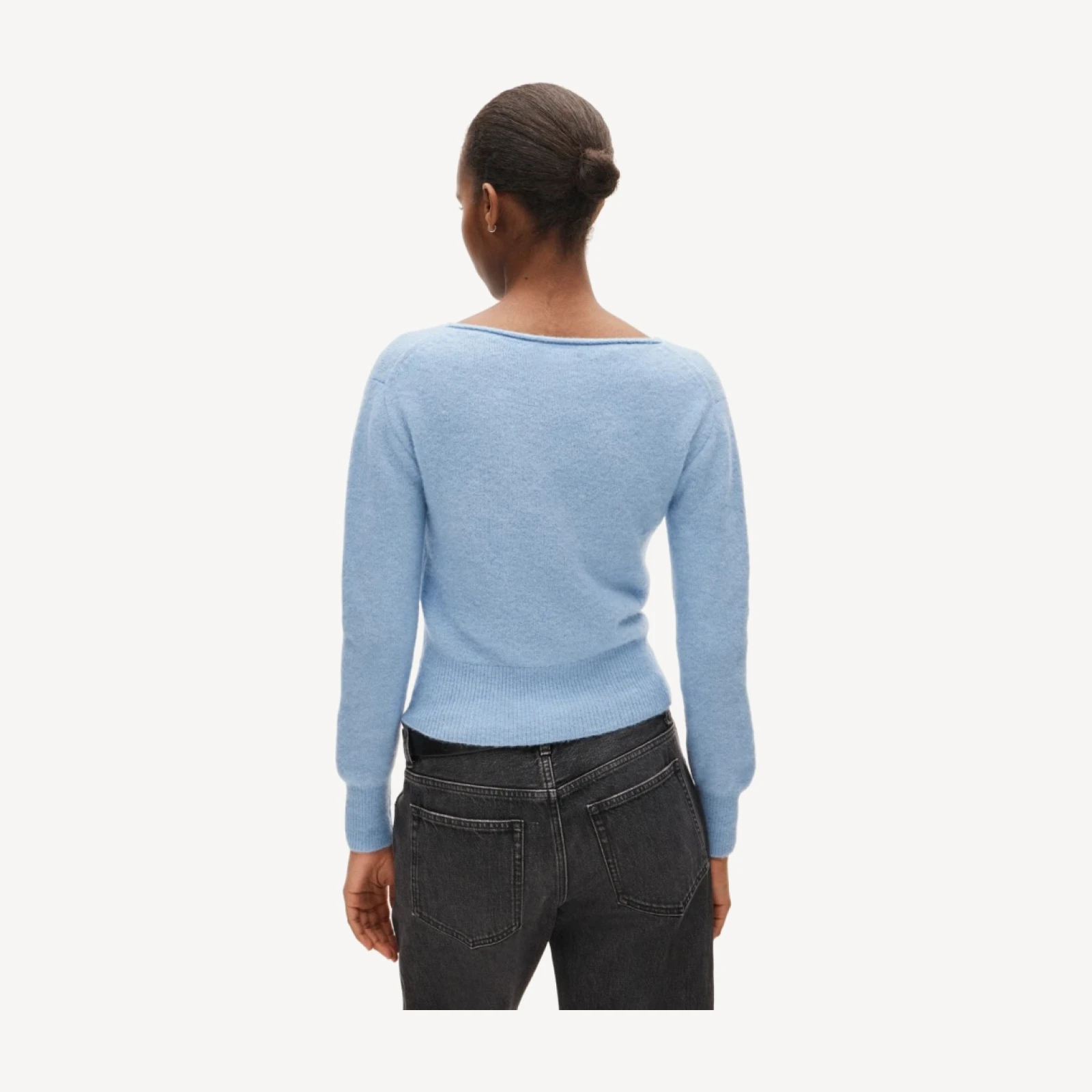 Boatneck cardigan in alpaca blend