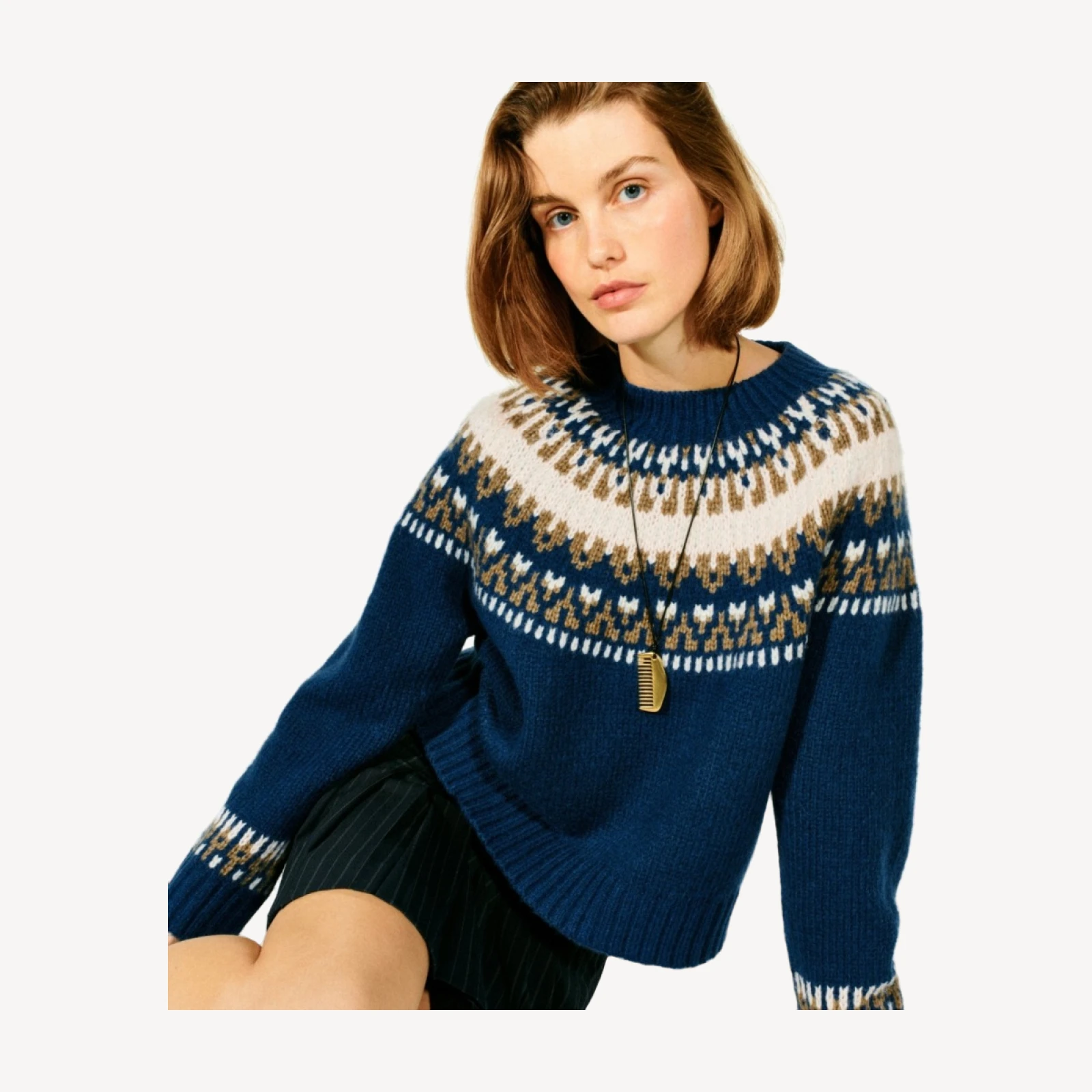 Fair Isle mockneck sweater