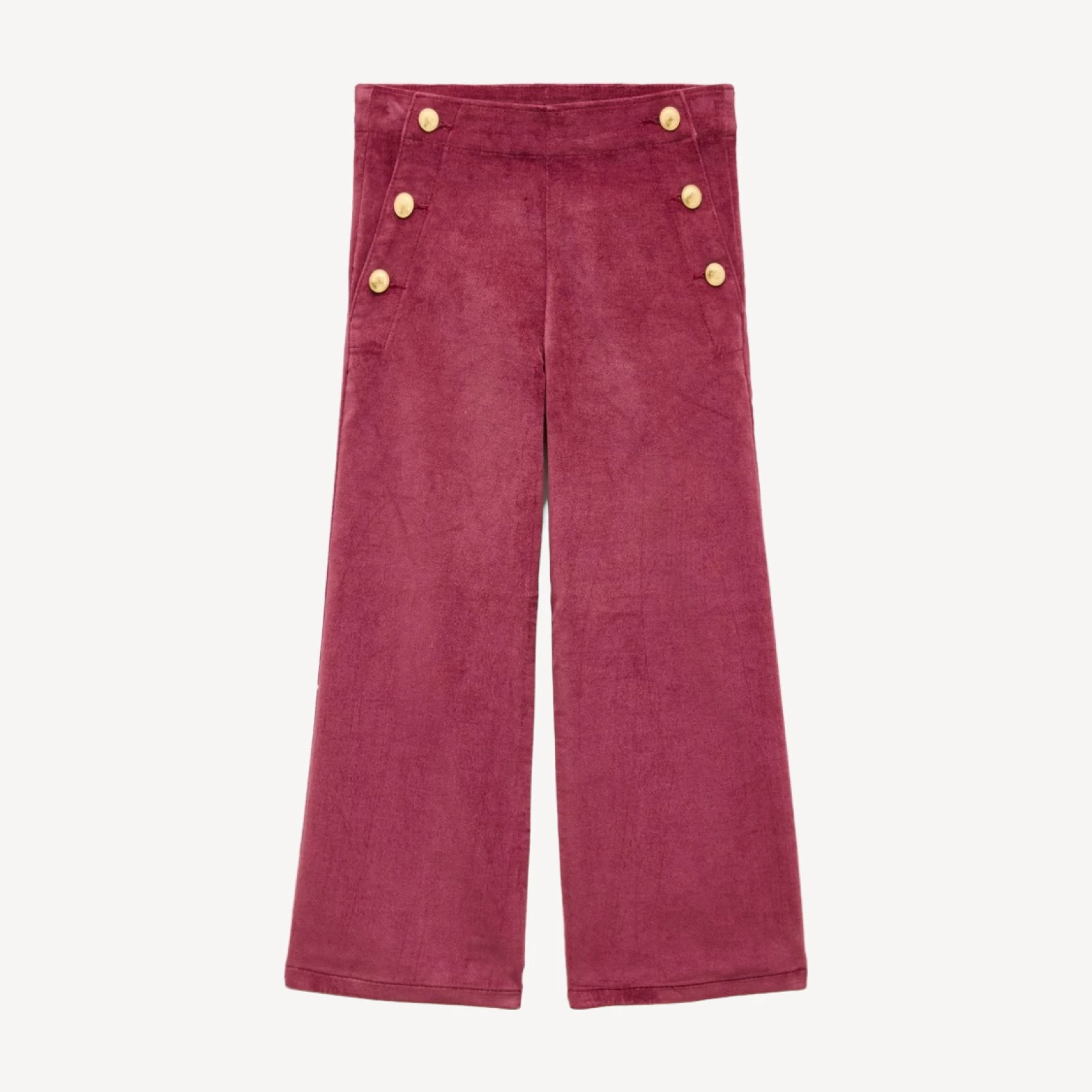 Girls' high-waisted pant in cotton moleskin