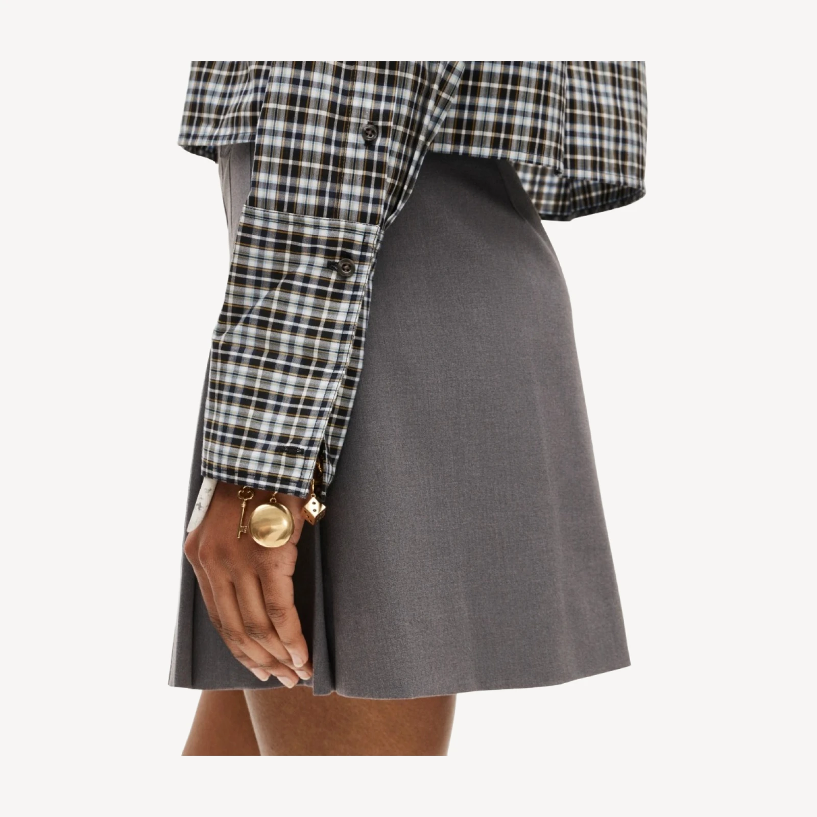 Esme cropped button-up shirt in plaid Greenwich poplin