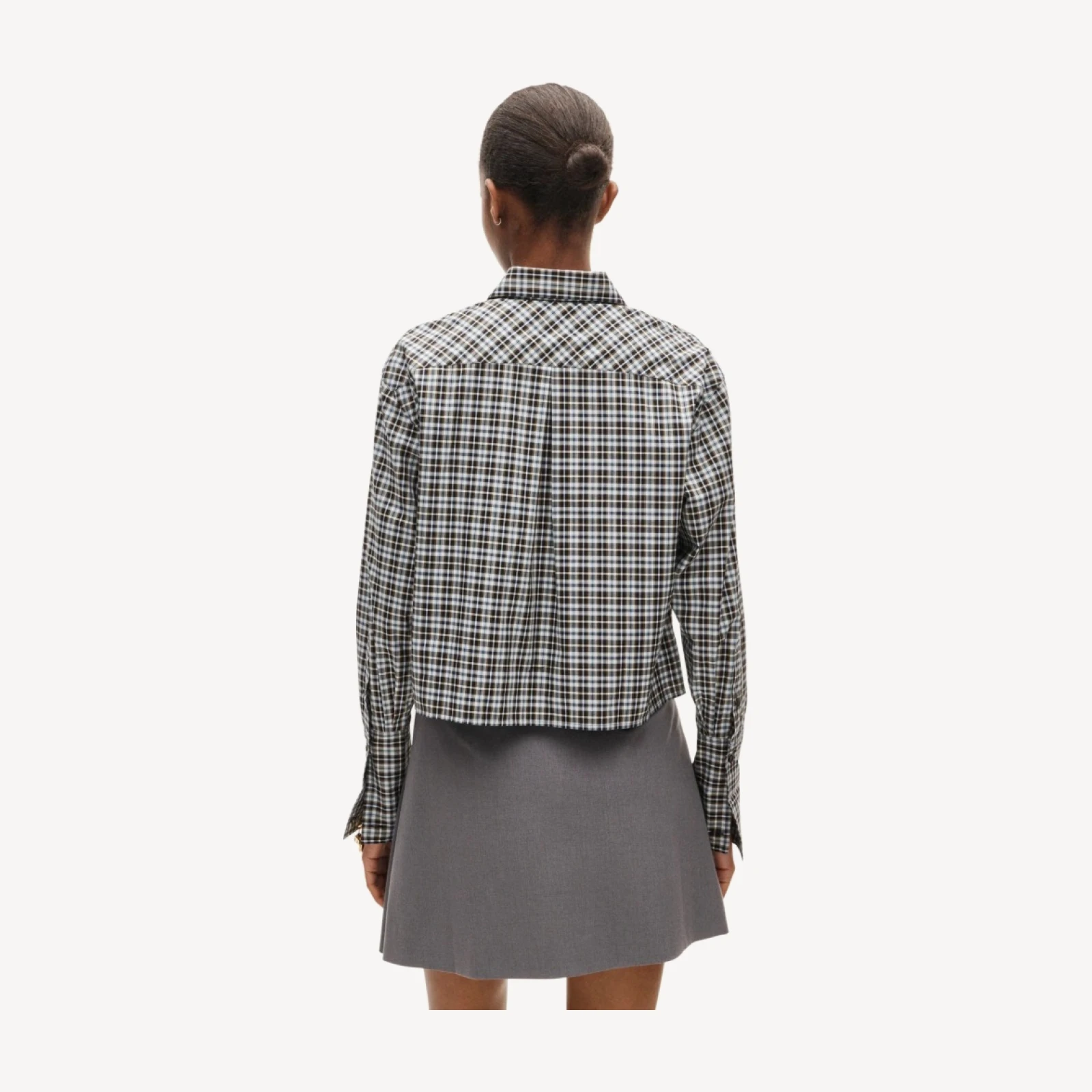 Esme cropped button-up shirt in plaid Greenwich poplin