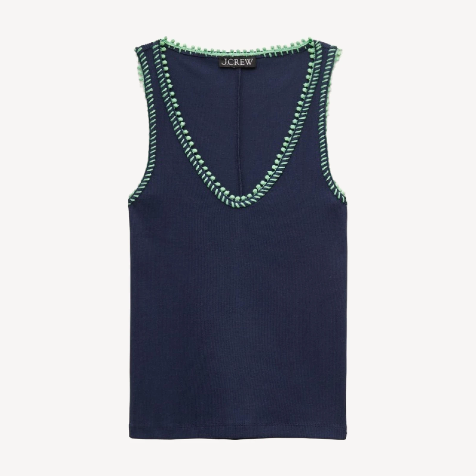 Perfect rib V-neck tank top with hand-stitched trim