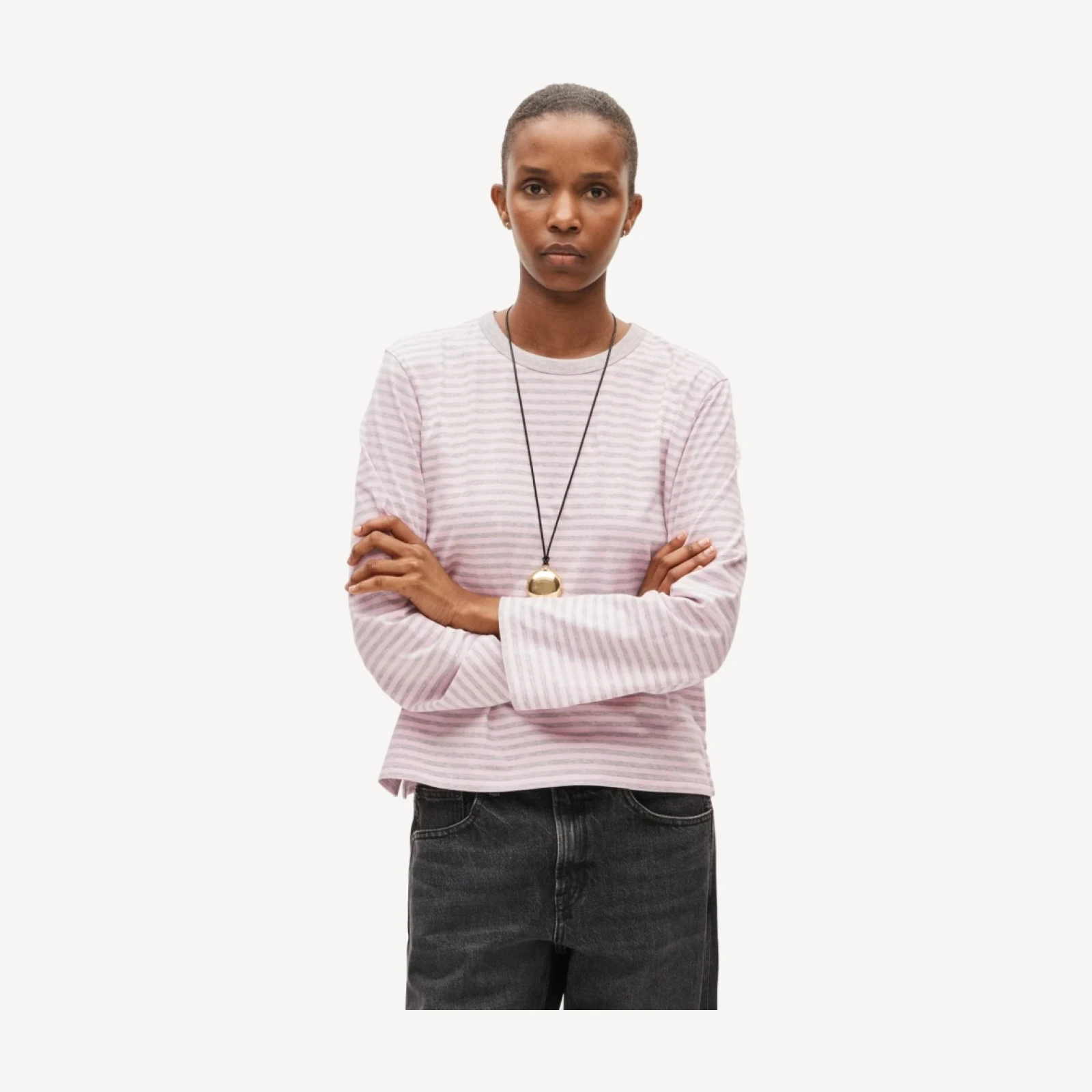 Boyfriend jersey relaxed long-sleeve T-shirt in stripe