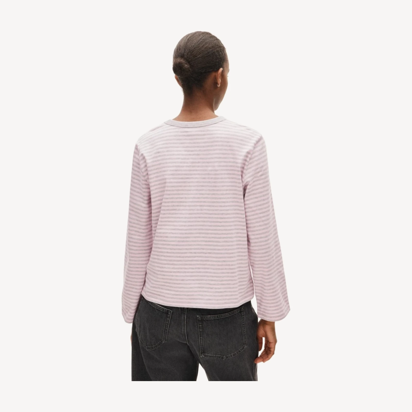 Boyfriend jersey relaxed long-sleeve T-shirt in stripe