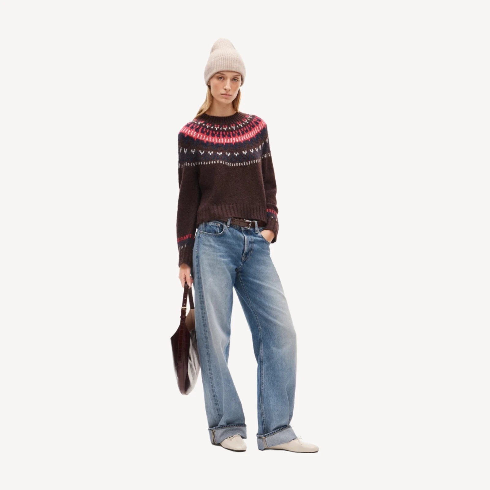 Fair Isle mockneck sweater
