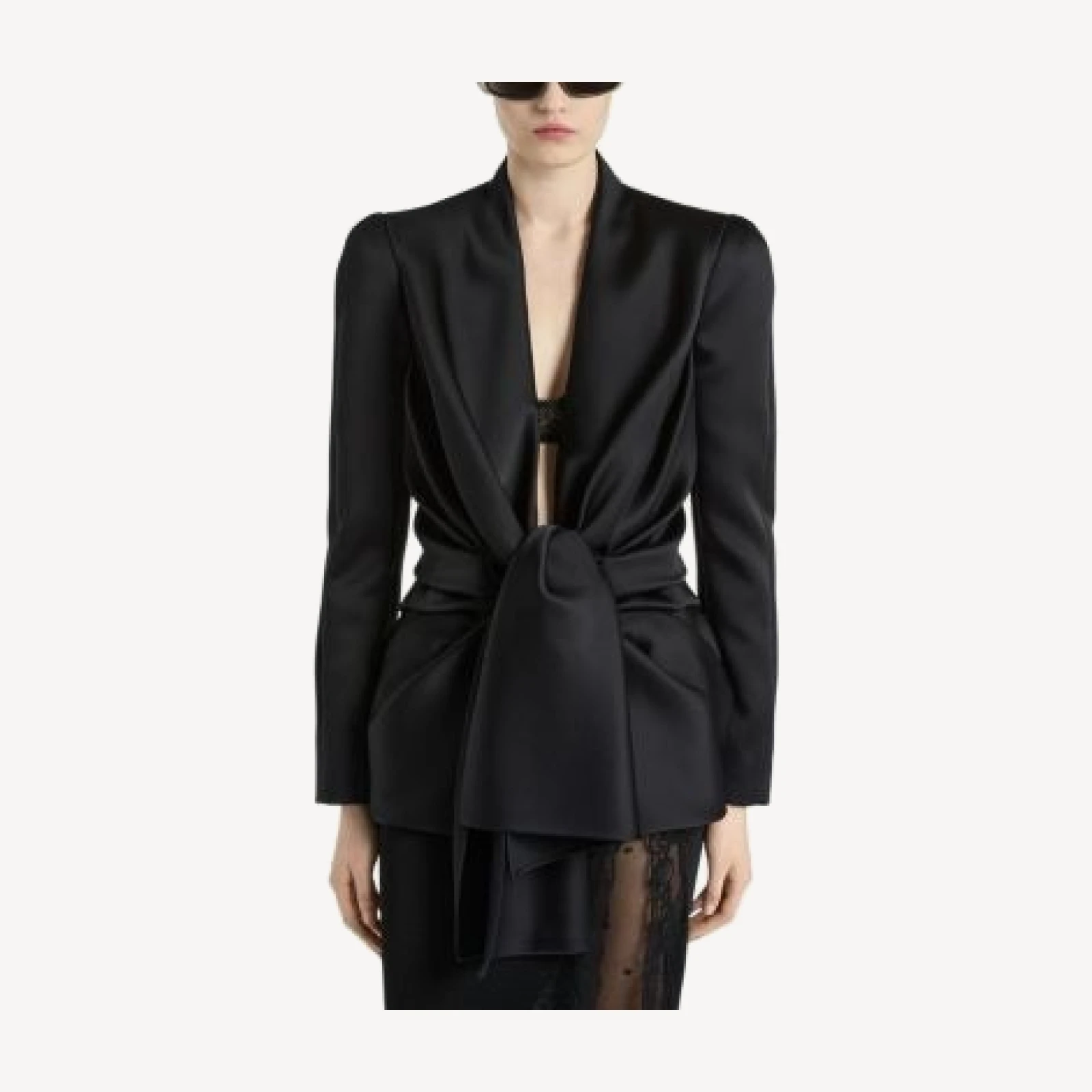 Balmain Satin Crepe Jacket with Tie Detail